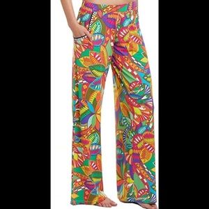 Trina Turk Palazzo Swim Cover Multicolor Wide Leg Pants Montezuma Size M